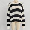 Autumn and Winter Fashion New Sweater Round Neck Contrasting Stripes Casual Retro Lazy Style Pullover 3565