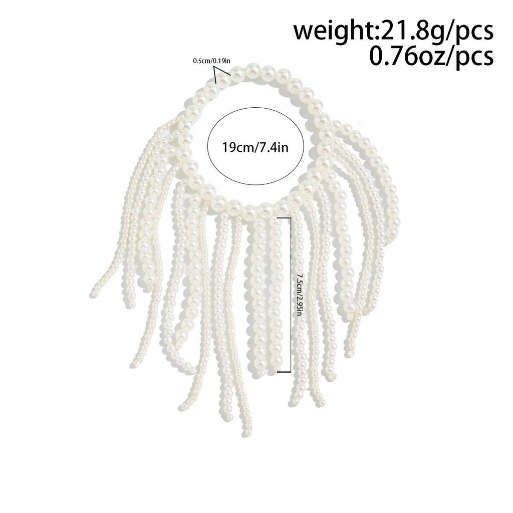 Ladies' Pearl Tassel Bracelet, Multi-layer Chain Tassel Bracelet, Adjustable Stainless Steel Statement Jewelry