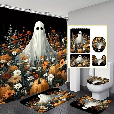 1/4Pcs Halloween Decoration Ghost King Pattern Shower Curtain Bathroom Decor Halloween Decoration Indoor Shower Curtain