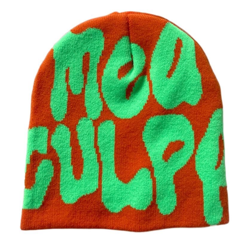 Hot Sell Customized  Adult Fashion Printing Soft Winter Hat Knitted With Letters for Men and Women