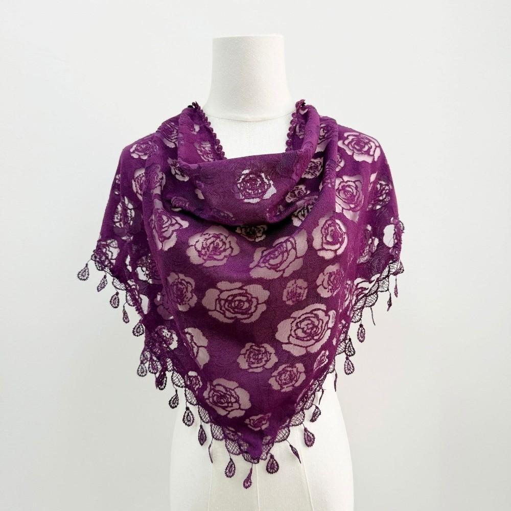 Vintage Lace Flower Hair Scarf Shawl Thin Cute Sweet Headscarf Shawl Chic Style Bohemian Bandanas for Women Pastoral Style