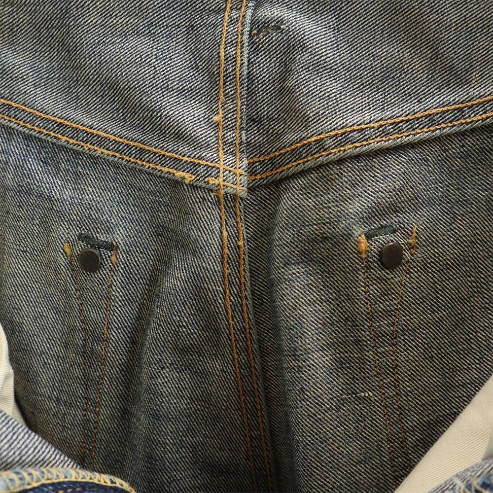 Denime Back Rivet Red Selvedge Straight Denim Pants Button Fly Jeans Men's Used