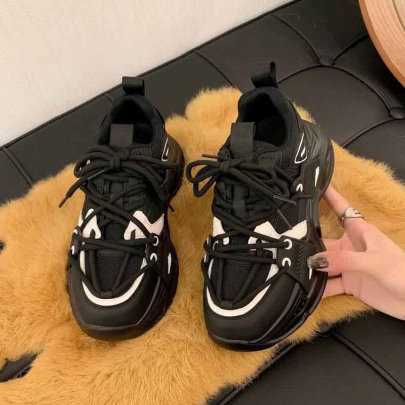 Women's Shoes with Round Toe Muffin Heel Spring and Summer 2024 New Mesh Breathable Feet Thick Soles Running and Leisure Shoes