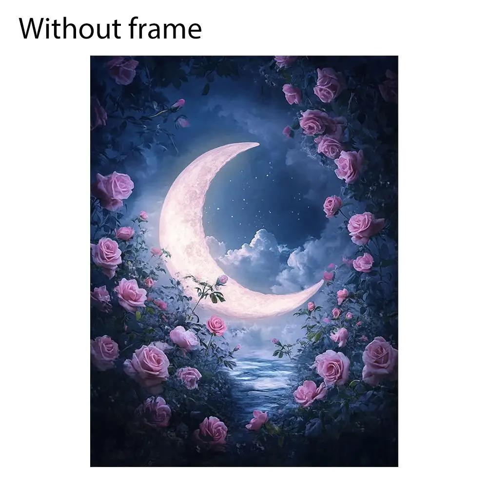 

5D Diamond-art DIY Without Frame Digital Oil Painting Flowers Painting Rose Room Wall Decor Decoration Gift Bedroom Home U4F6