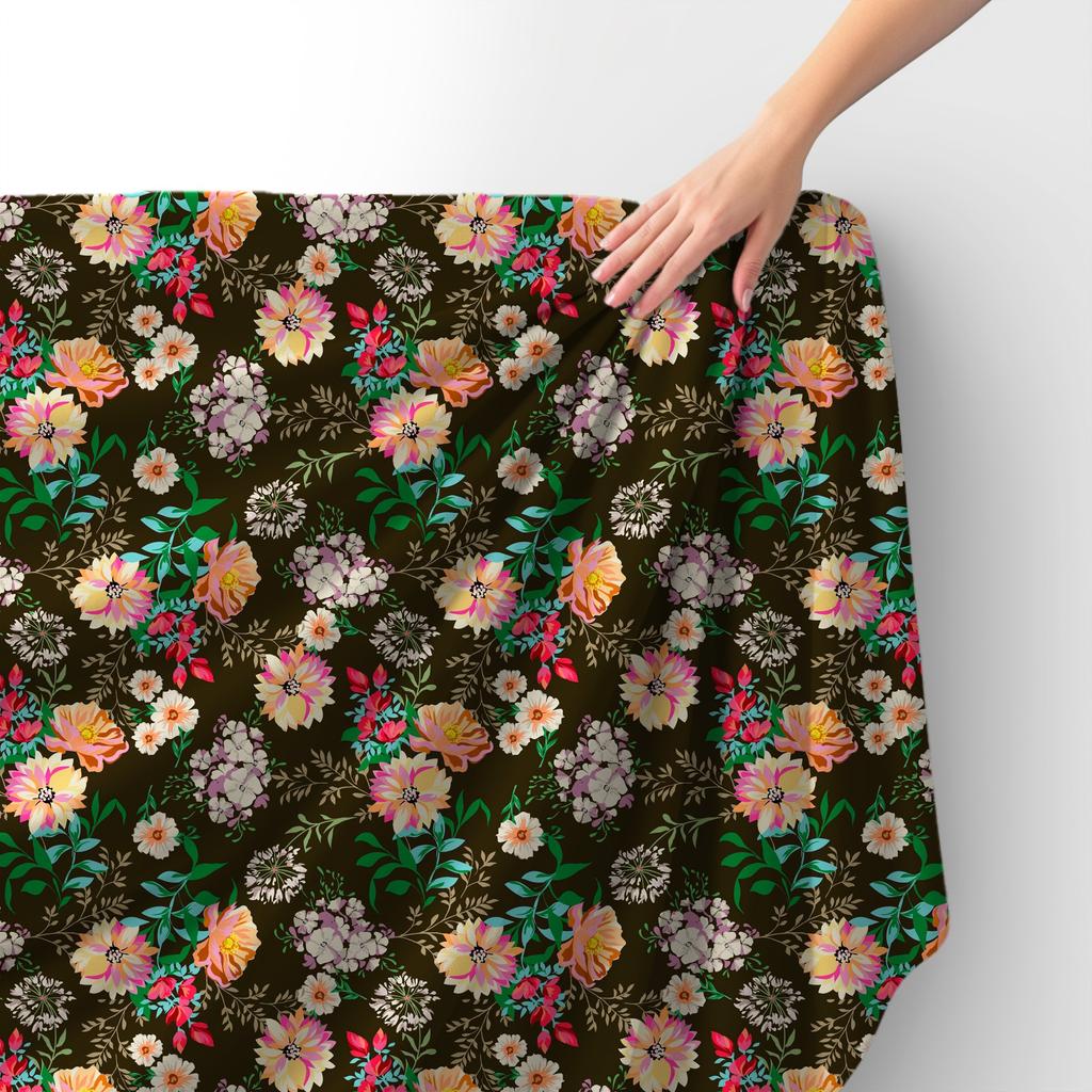 Royal Velvet Fabric Polyester For Sewing - Motif Wildflowers