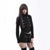 Womens Short Cropped Zip-Up Hoodie With Stand Collar 3D Print Slim Fit Streetwear Style