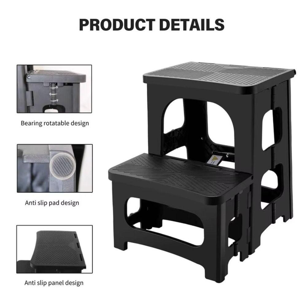 Multi Functional Foldable Stool Stable Support Anti Slip Folding Ladder Thickened Plastic Lightweight Climbing Stool Garage
