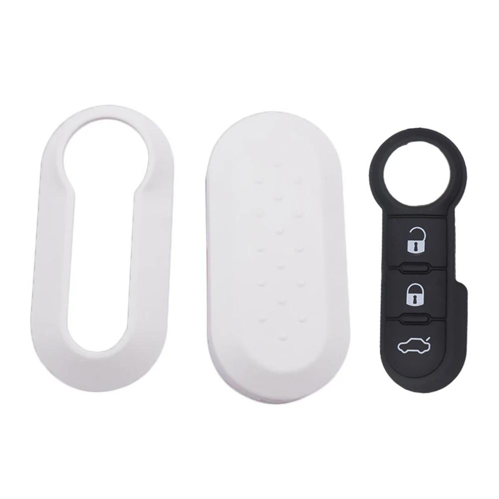 Remote Flip Key Shell Case Car Key Pad for Fiat 500 Panda Punto Bravo Replacement Key Case 3 Buttons Rubber Button Pad