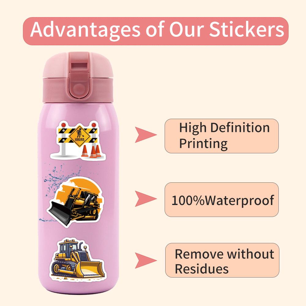 55-Piece Excavator Construction Graffiti Sticker Set for Suitcase and Scooter Decoration