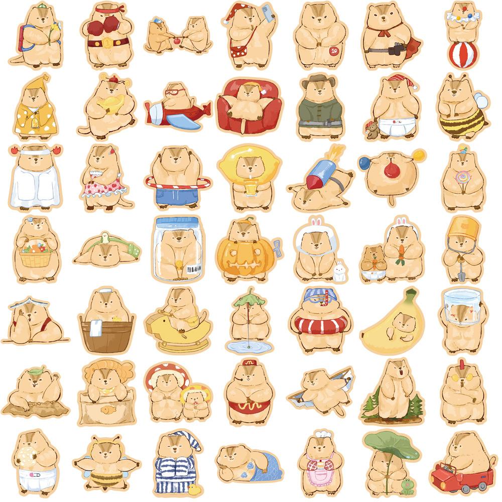 

50 Cartoon Cute Groundhog Doodle Stickers Personalized Decorative Guitar Notebook Suitcase DIY Waterproof Stickers