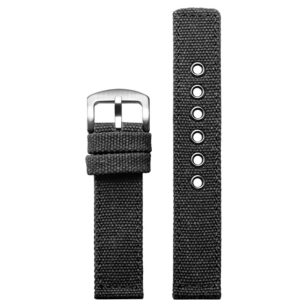 20 22 24mm Double Canvas Thickened Nylon Watchband Vintage Military Watch Bracelet Men Wear-Resistant Denim Strap Black Green