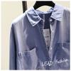 Spring Women's Clothing Shirt Medium Long Containing Cotton Shirt Loose Fit Long Sleeve Double Pocket Rolled Sleeve Thin Blouse