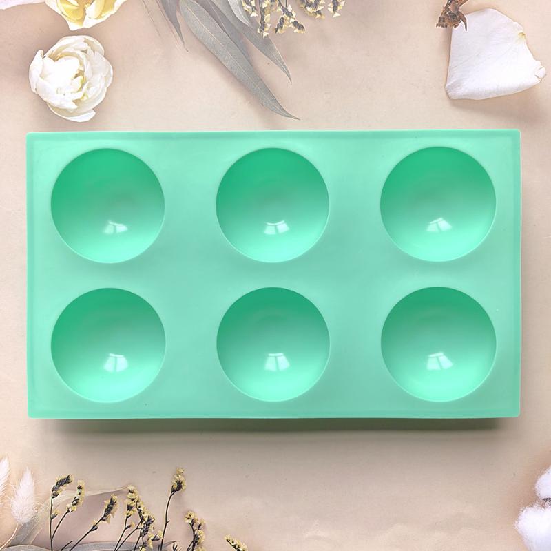 6 Holes Circular Footprint Silicone Baking Mold Reusable BPA Free Mould for Fondant Cookie Pudding Home DIY Baking