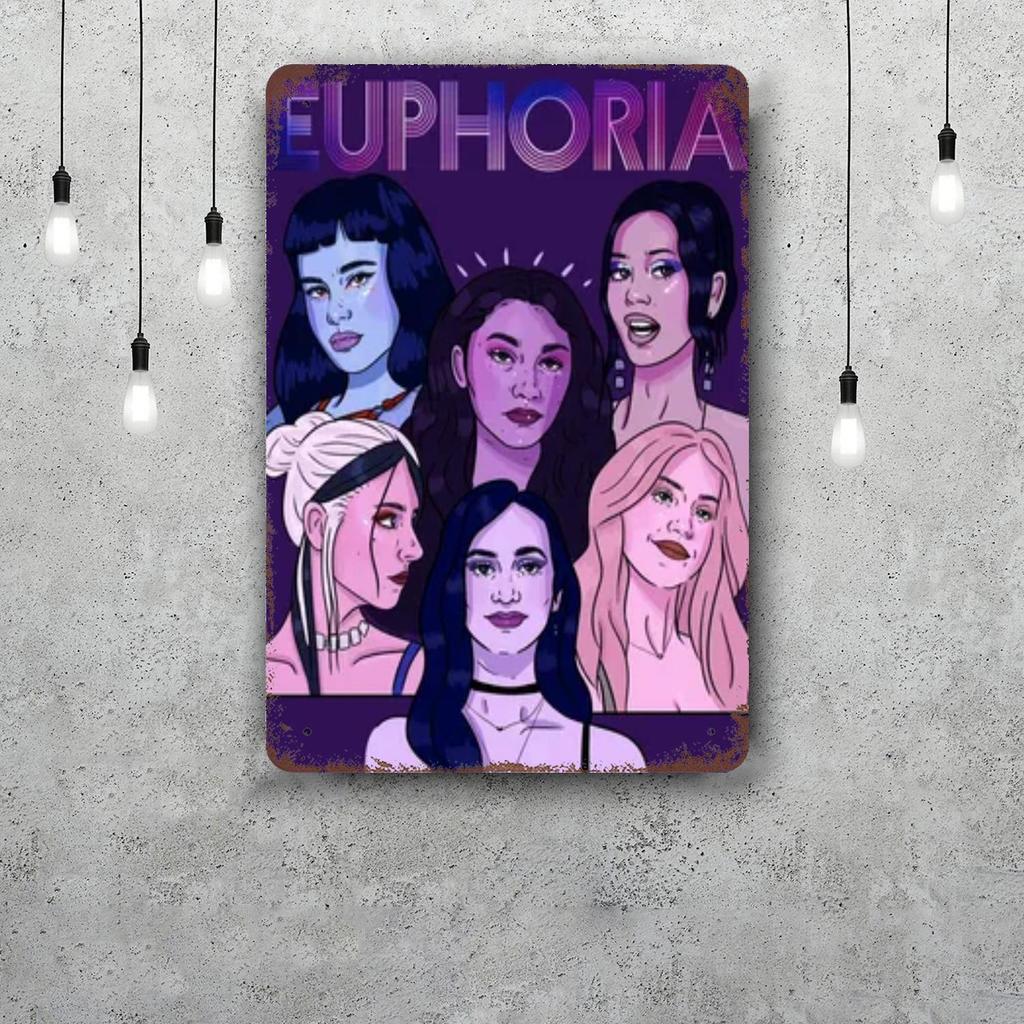 euphoria TV drama Decor Poster Vintage Tin Sign Metal Sign Decorative Plaque for Pub Bar Man Cave Club Wall Decoration