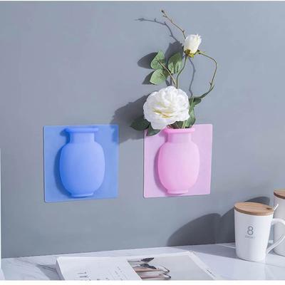 Vase en silicone à ventouse, accessoires de décoration pour la maison et le bureau, vase à fleurs magique collant pour le mur, le verre, le réfrigérateur et les fenêtres