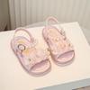 Summer Girls Flower Rhinestone Light Up Anti-Slip Princess Sandals For Baby Girls