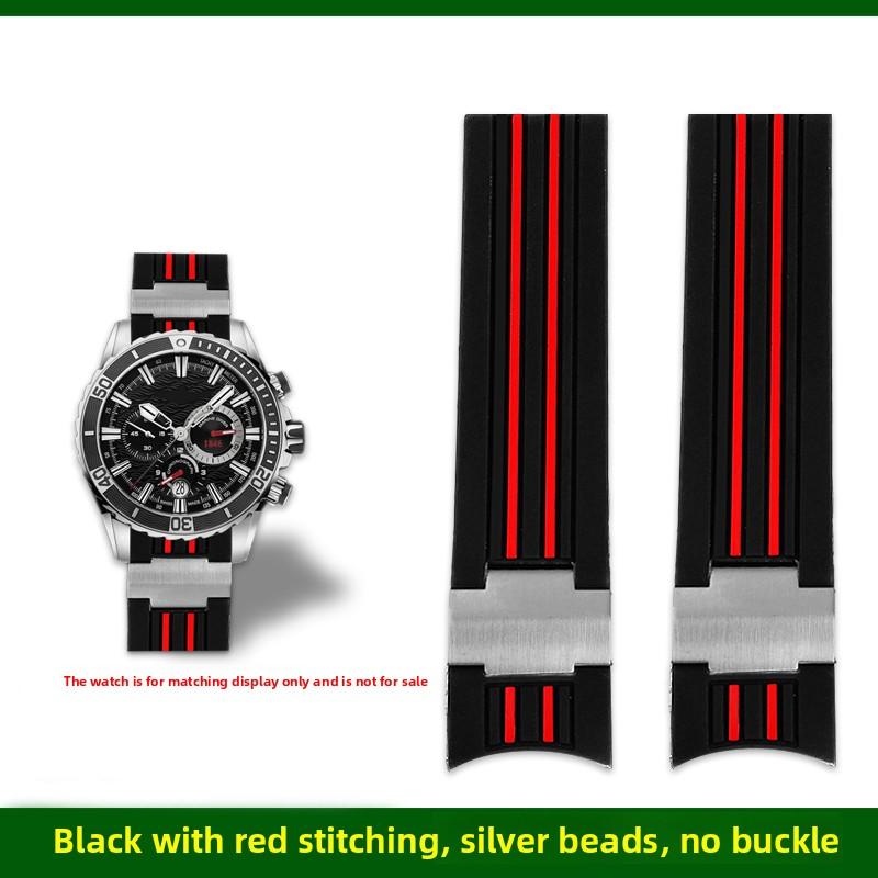Natürliches Gummi Uhrenarmband 22mm Gebogen für Ulysse Nardin 263-10-3/93 263 DIVER Silikonarmband Faltschließe Wasserdichte Armbänder
