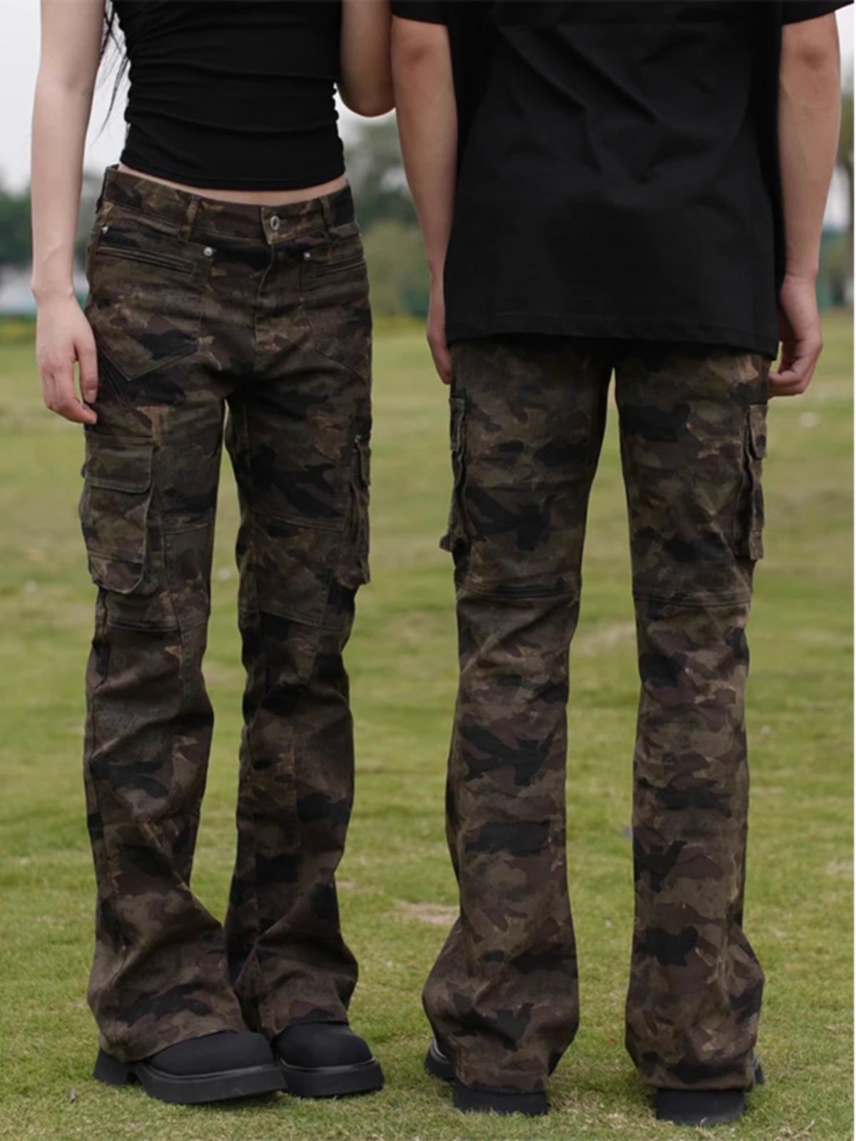 

Men s Slim Fit American Retro Camouflage Cargo Pants - Comfortable Petite Micro Flare, Casual Versatile XL