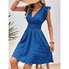 Moda Scollo a V Pieghettato Estivo Ruffles Vestito Vestibilità Aderente Sottile Elegante Monocolore Linea ad A Festa Casual Vestiti Corti Streetwear Dolce Semplice Abbigliamento Donna
