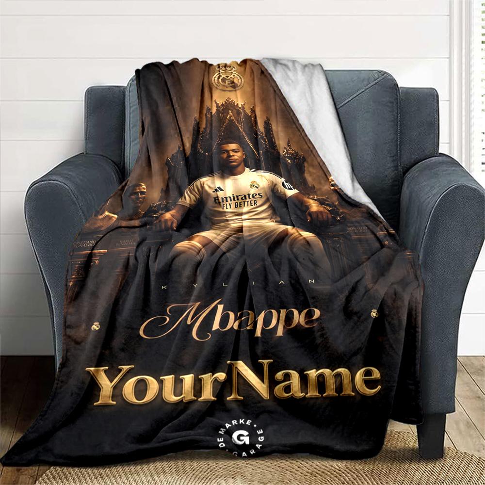 Mbappe Personalized Text Blanket Cozy Personalized Blanket Comfortable Suitable for Couch Living Room Office Chair Home Decor Ideal for All Seasons