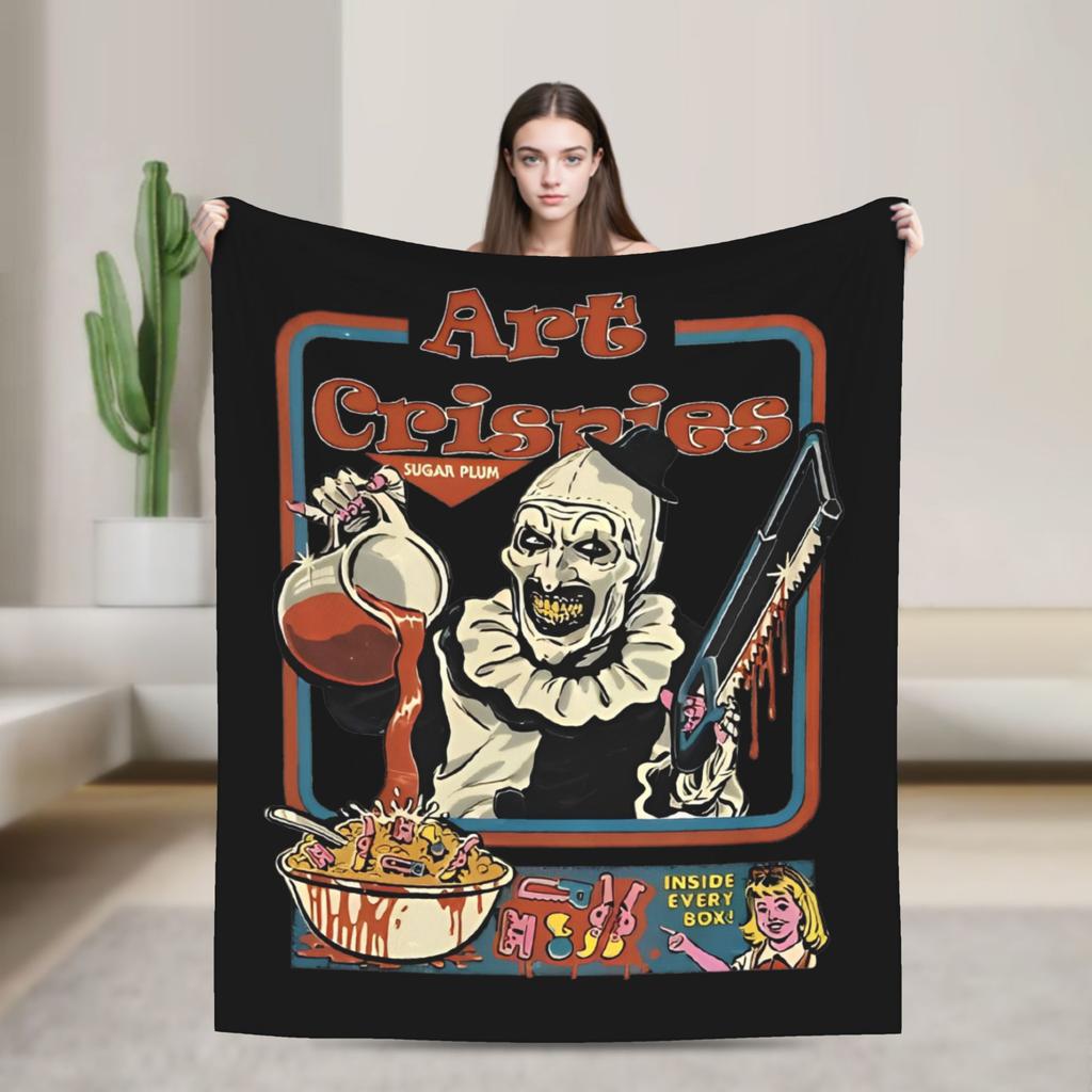 Terrifier 3 Merry Christmas Blanket Fleece Print Clown Movie Horror  Multifunction Soft Throw Blanket for Sofa Office Bedspread