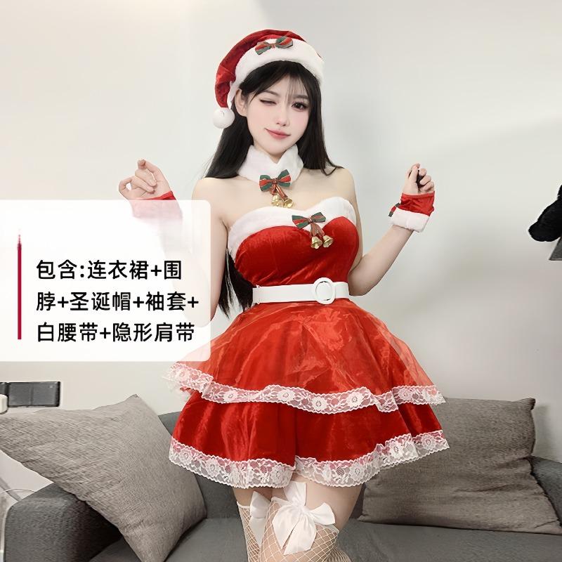 

Красное Сексуальное Рождественское Платье Осеннее Платье Женское Платье на Бретелях Женский Халат Боевое Платье One size красный