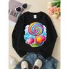 Kids Sweatshirt Youthful Crewneck Sweatshirt Featuring a Vibrant Candy Lollipop Tree Scene, Washable in a Machine