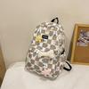 Plaid Cat Print Nylon Schoolbag Large Capacity Backpack High School Student Backpack