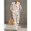 1116 New Women's Printed Two-piece Set Lazy Wind Loose Wide Leg Pants Set European and American Versatile Women