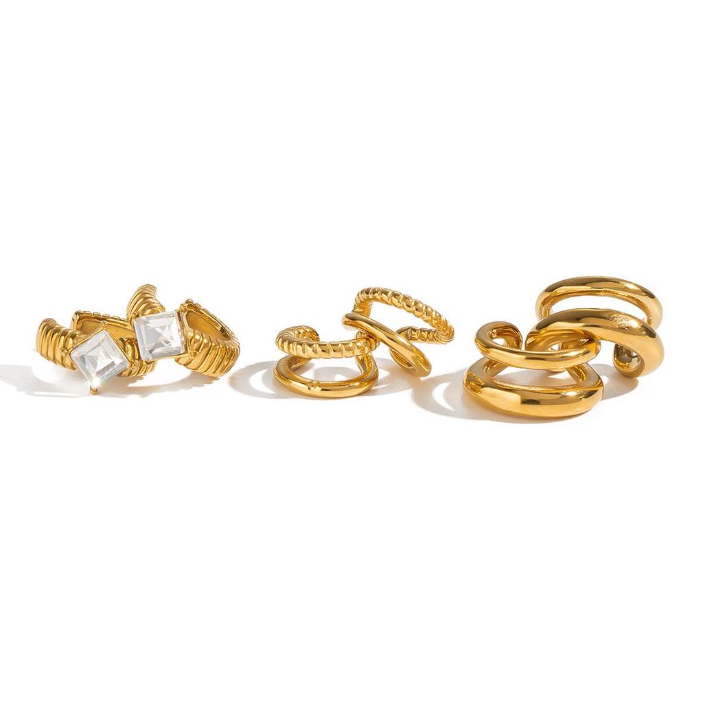Xia Ling 18K Gold Stainless Steel No-Piercing Ear Cuff Earrings - European & American Style