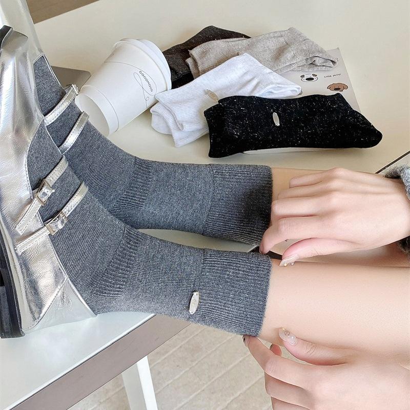 Women's Mid-calf Socks, Cotton Socks, Versatile Pile Socks