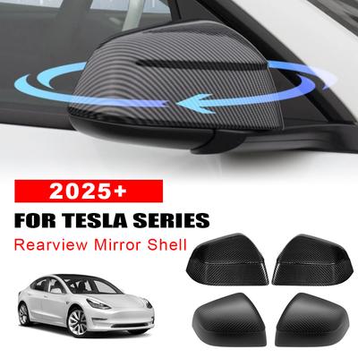 Rear View Mirror Shell Replacement Cover for Tesla Model Y Juniper / Launch 2025 Carbon Pattern Rearview Mirror Caps Shell Case