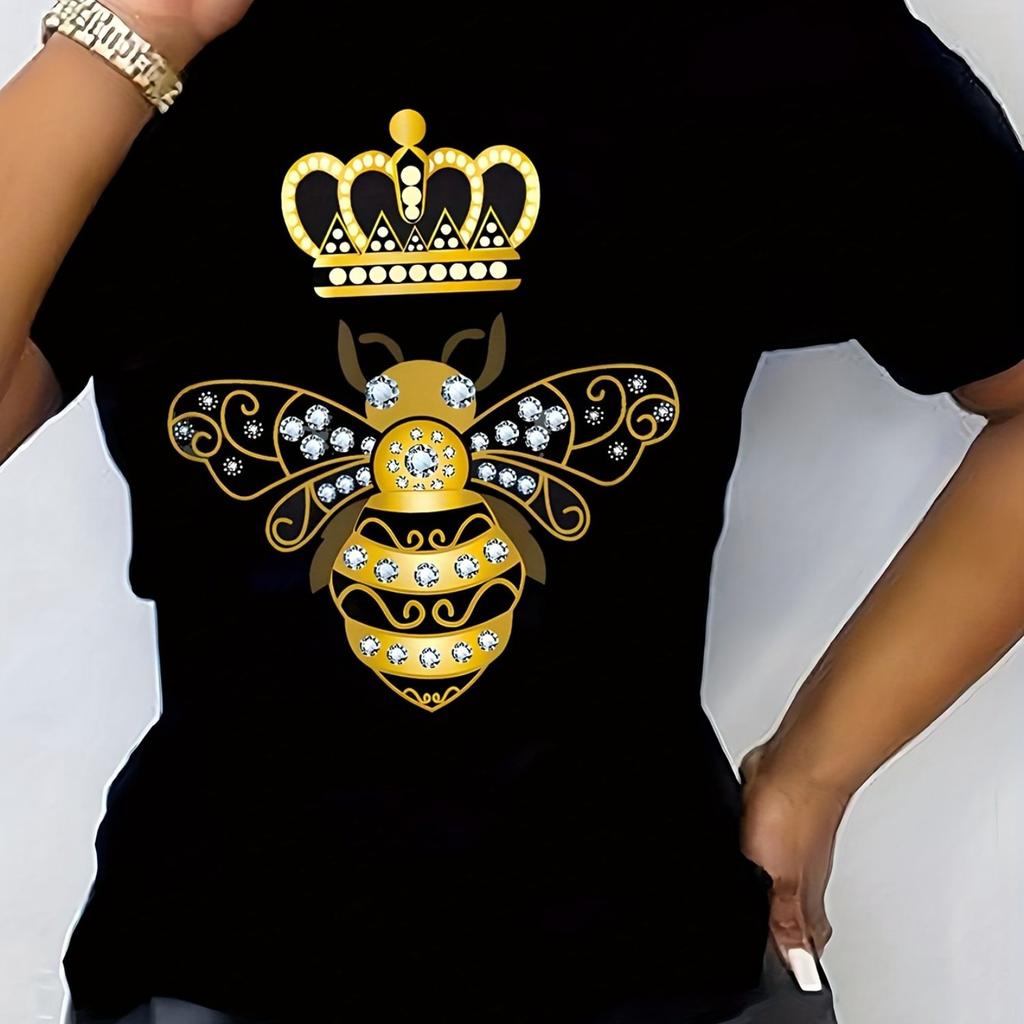 Women's T-shirt, Casual Round Neck Short Sleeved Top,  Polyester 80%, Cotton 20%. Women's T-shirt