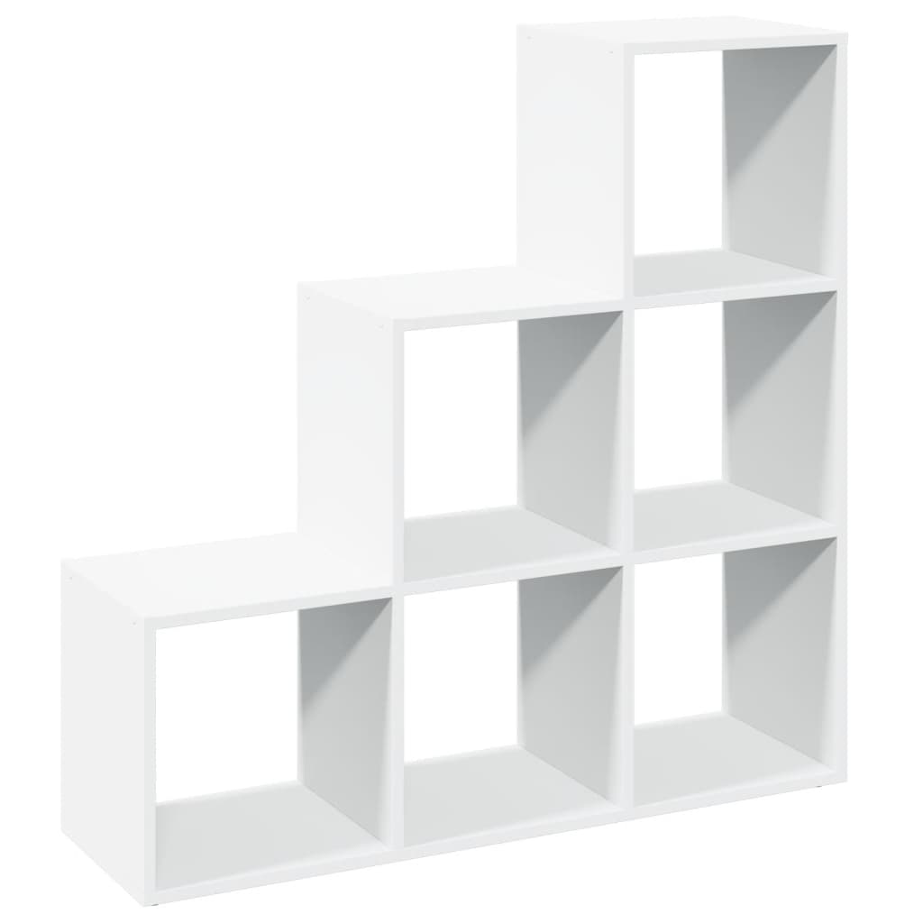 Room Divider Bookshelf 3 Tier White 99 x 29 x 99 cm Engineered Wood