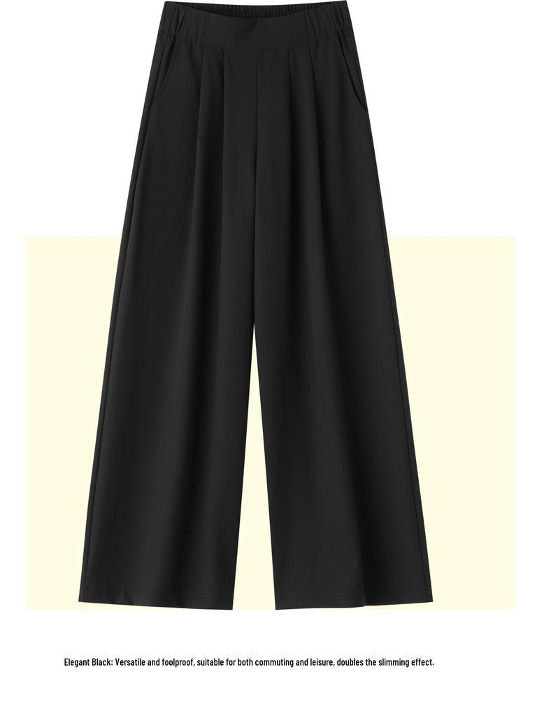 Urban Tencel Acetate Wool Elastic-Waist Wide-Leg Pants - Lazy Style