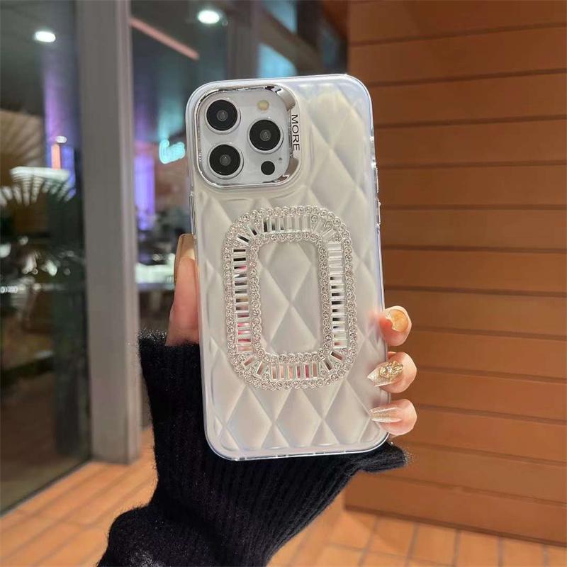 

Роскошный чехол для телефона из овечьей кожи с квадратными бриллиантами для iPhone 15 Pro Max, противоударный чехол для iPhone 14 13 12 11 Pro Max iPhone 15 Pro Max серебряный