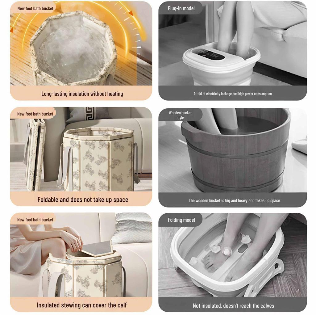 Foldable Insulated Calf-High Foot Soak Basin