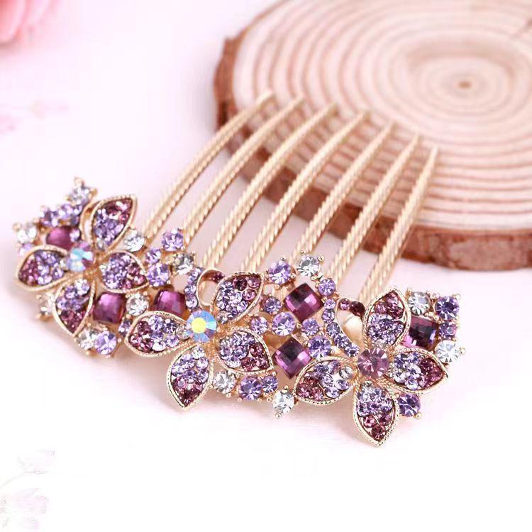 Μεταλλική Χτένα Μαλλιών με Επτά Δόντια και Στρας και Φουρκέτα - Κορεατικό Στυλ