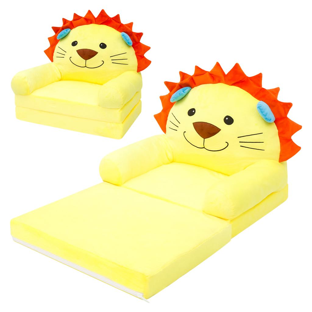 2 In 1 Foldable Kids Sofa Bed Baby Seat Chair Foam Filled Toddler Sleeping Couch Reading Armchair for Reading Relaxing Nursery