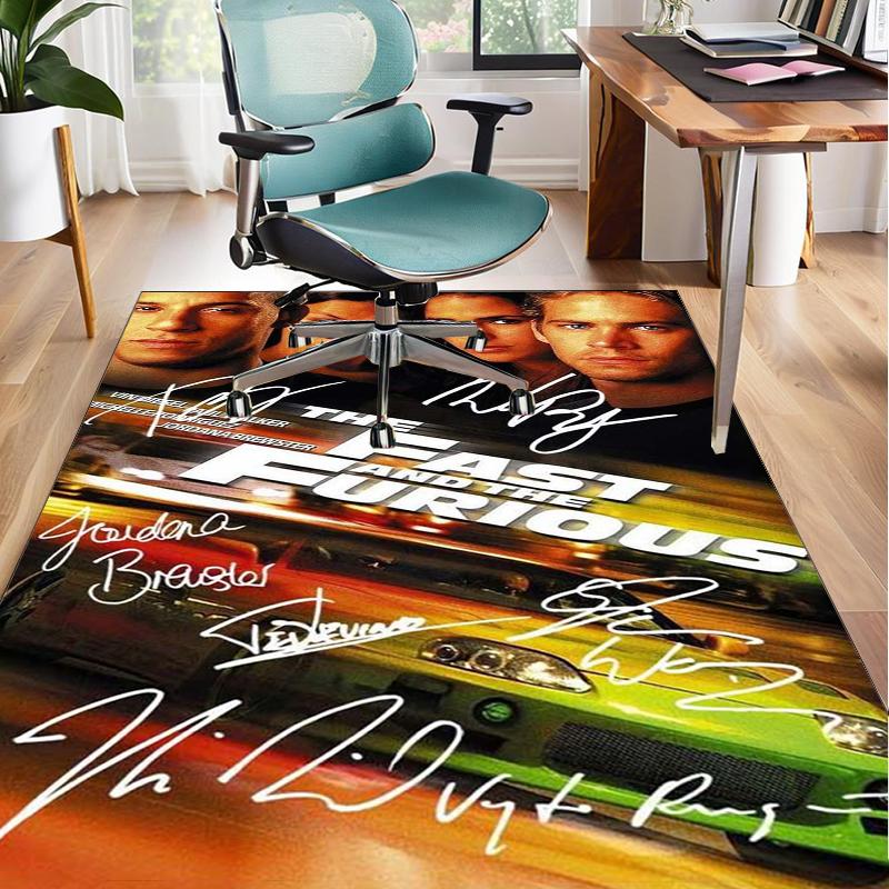 Fast And car Family Office Rug Chair Mat, Game Carpet, Suitable for Front Door, Bedroom, Living Room, Desk, Holiday Gift
