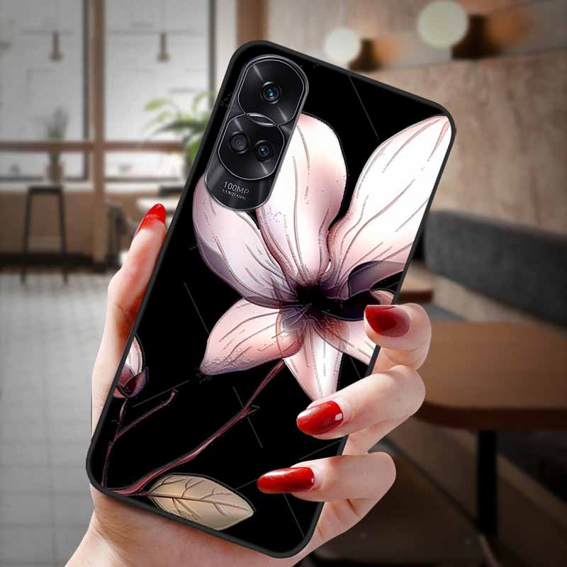 For Honor 90 Lite 5G Case 3D Flower Relief Emboss Silicon Back Cases For Honor 90 Cover Honor90 Pro 90Pro 90Lite Soft Protective