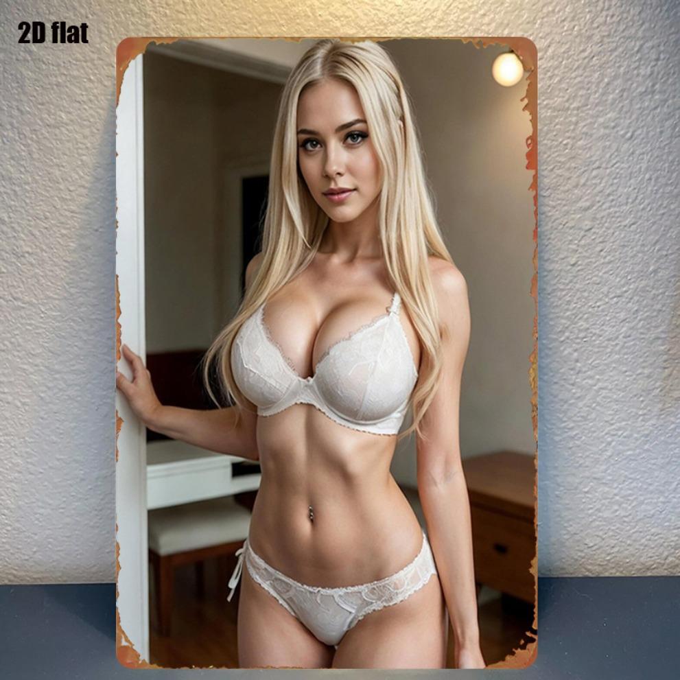 1pc White Lace Figure Iron Wall Sign Curvy Body Decor for Living Room or Game Room 8x12