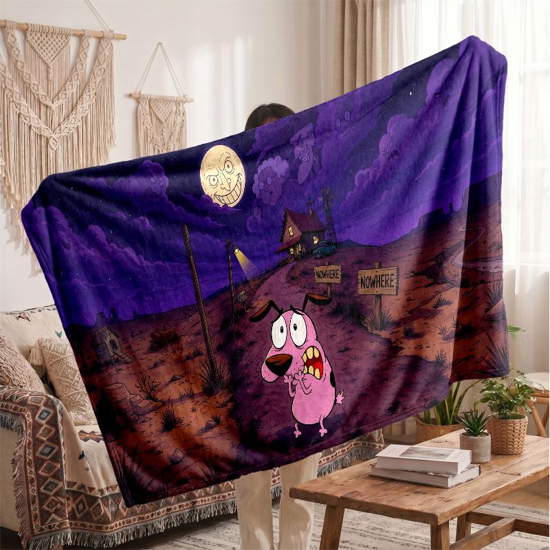 Warm Flannel BlanketCourage the Cowardly Dog Soft Cozy Throw Blanket for Bedroom Couch