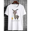 Casual Black T-Shirt Featuring a Graphic of an Alpaca Enjoying a Beer Along with The Word 'Alpaca'