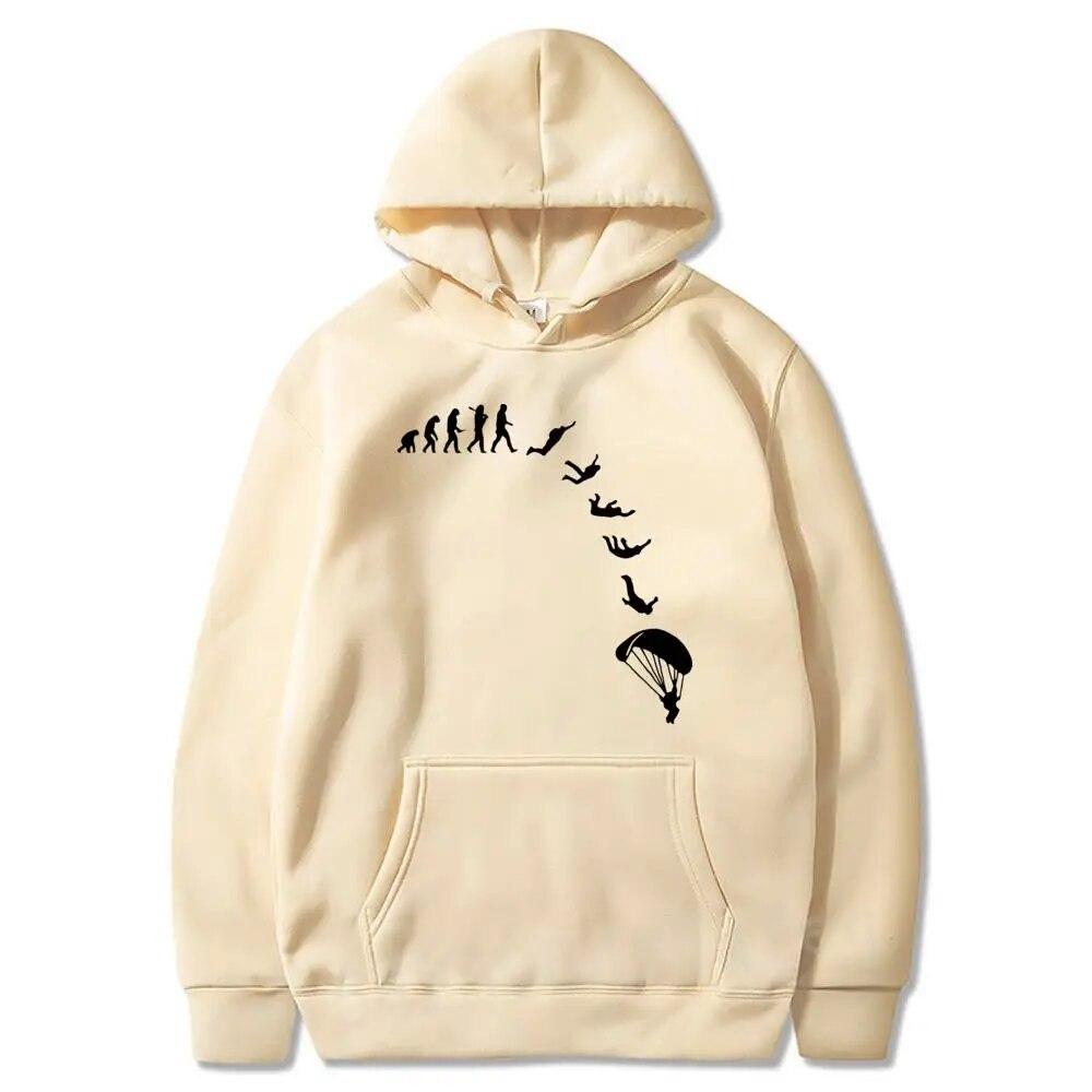 Novelty Parachute Parachute Jump Evolution Unisex's Hooded Unique Design Print Graphic Polyester Long Sleeve Sweatshirt Unisex Hooded