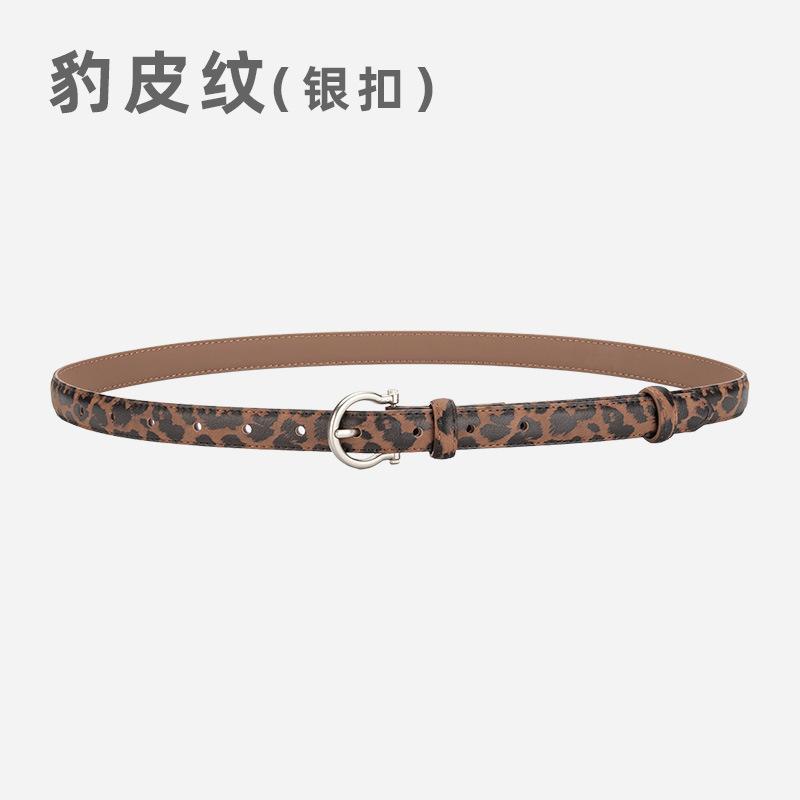 

Леопардовый кожаный ремень из тонкой кожи для женщин, пряжка из сплава с декоративным ремнем для джинсов 105cm