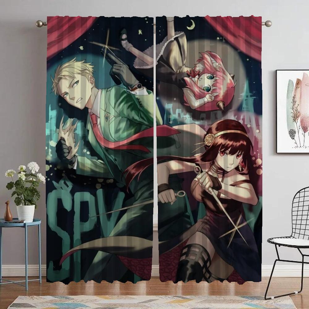 Spy X Family Elegant Room Curtains for Living Room Halloween Decoration Window Curtain Home Interior Curtains 2 Pieces Shades