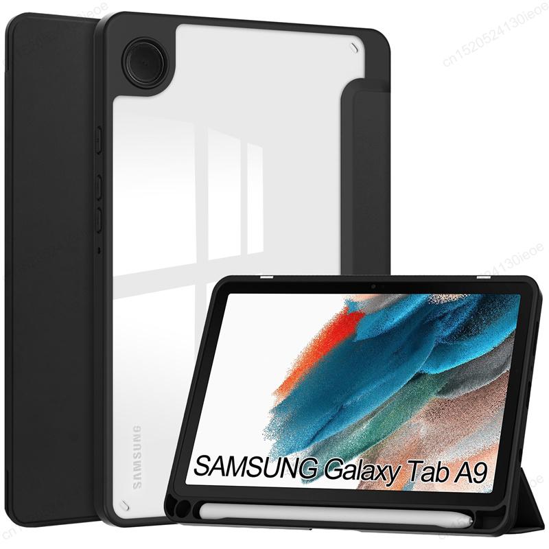 

Acylic Transparent Back Tablet Cover for Samsung Galaxy Tab A9 8.7 Inch 2023 Shockproof Case S9 Plus 11 Pencil Holder Funda A9 Plus 11 inch чёрный