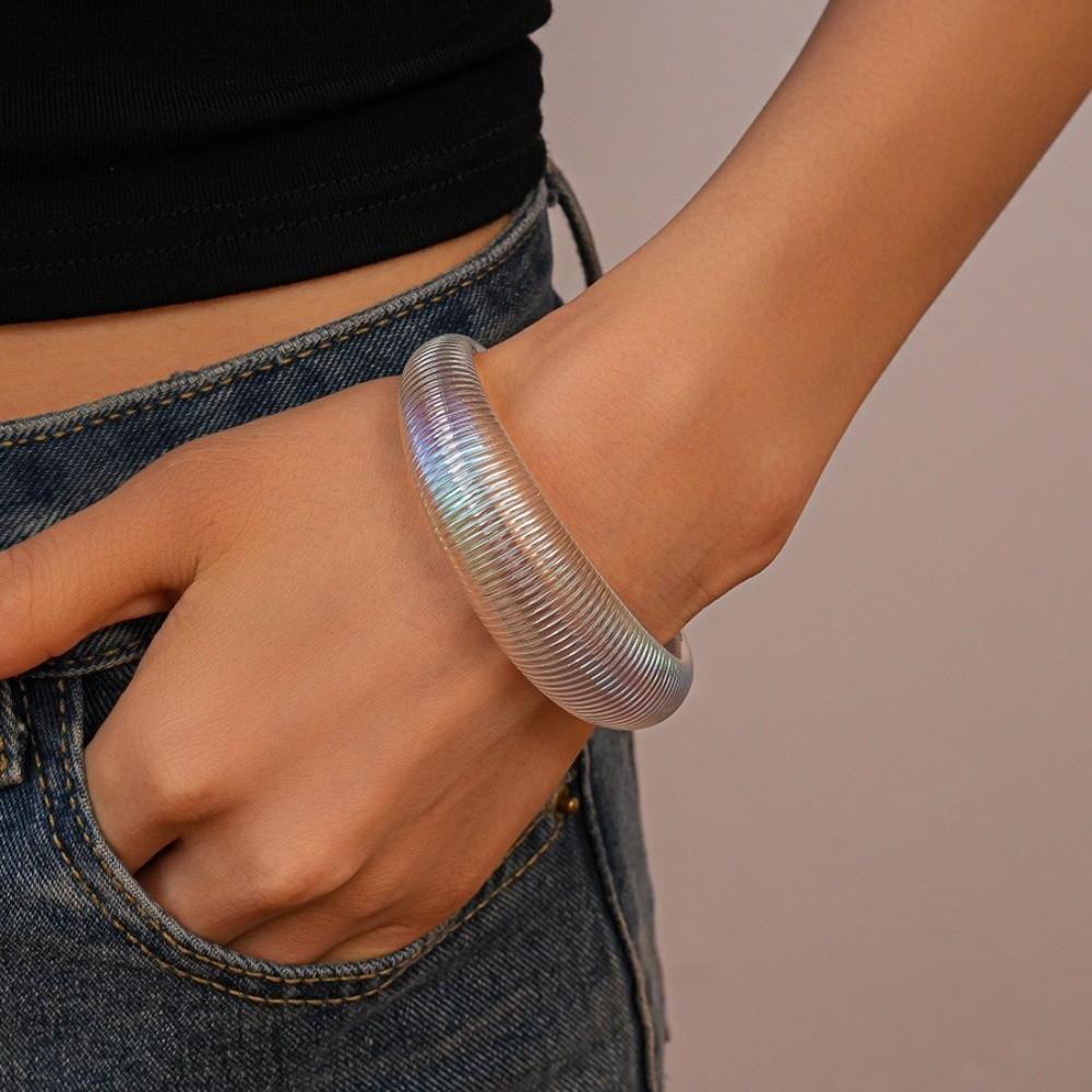 Colorful Wide Cuff Bangle Geometric Transparent Opening Bangle Jewelry Resin Bracelet  Women
