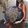 Shamanic Drum Bird Pattern Polyester Imitation Sheepskin Vintage Round Instrument Drum 25cm